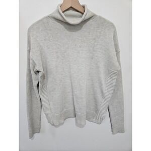 Tahari Womens Light Gray Ribbed Side Panel Turtleneck Knit Sweater Size M